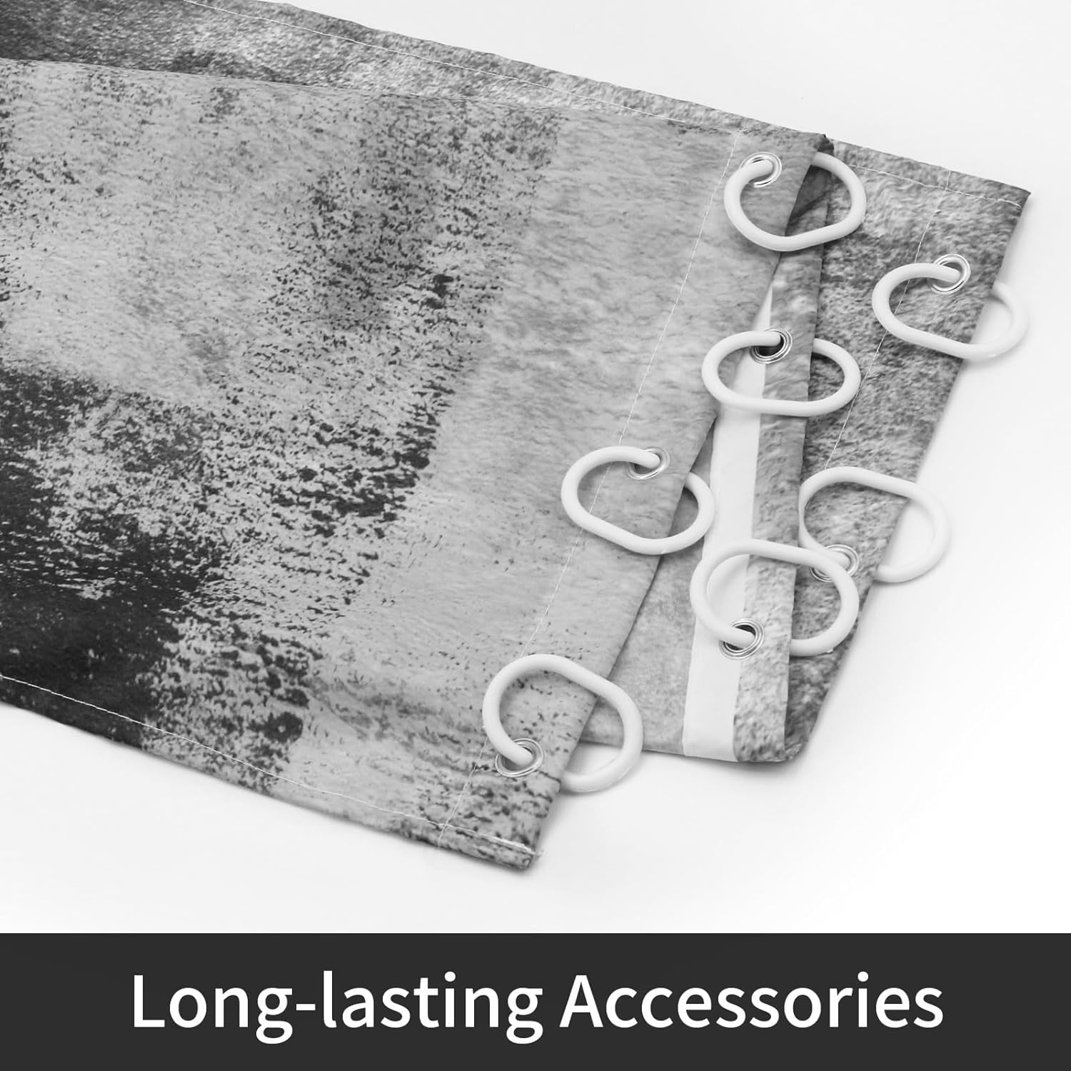 4 Pcs Grey Bathroom Sets with Shower Curtain and Rugs, Abstract Shower Curtain Sets with Rugs for Chic Bathroom Decor,  Grunge Bathroom Decor Curtain Sets with Mats and Accessories