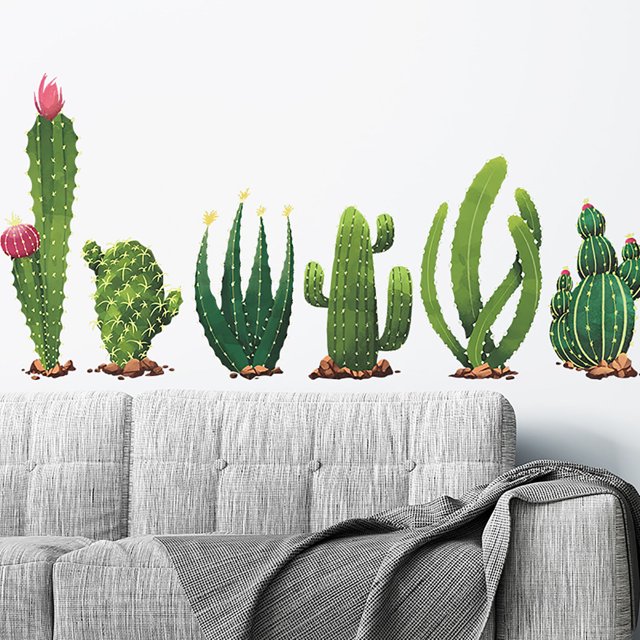 Gwong Decoración hogareña 2 unids / set Pegatina de pared de cactus tropicales Papel de dibujo de la esquina de la esquina del pasillo Gwong 21059273