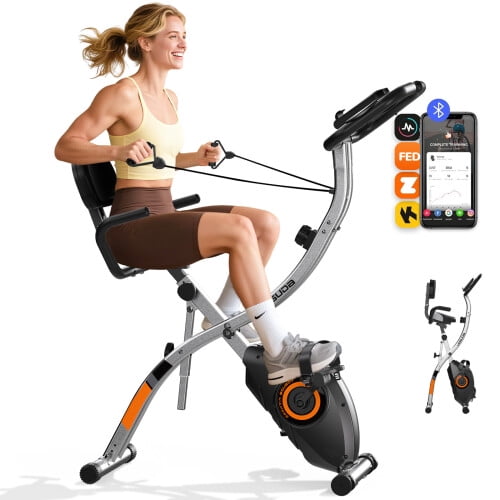 YOSUDA 5in1 Folding Exercise Bike Indoor Exercise Bicycle with 16-Level Magnetic Resistance and 330LB Capacity