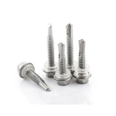 

M5.5x19mm Thread Stainless Steel Hex washer Head Self Drilling Screw 10 pcs