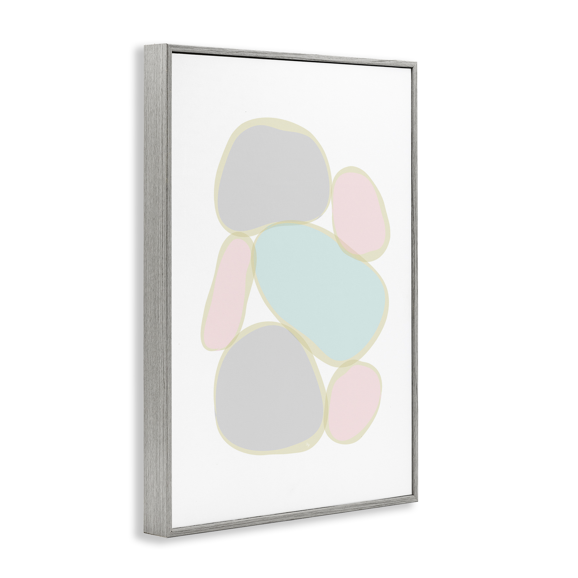 Stupell Industries Pastel Pebble Shapes Abstract Painting Gray Framed Art Print Wall Art, 20 x 30