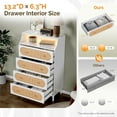 thumbnail image 4 of LYYHTY White Rattan Dresser, Tall Dresser, Rattan Chest of Drawers for Bedroom with LED Lights, Vertical 4 Drawer Dressers for Bedroom, Boho, 4 of 9