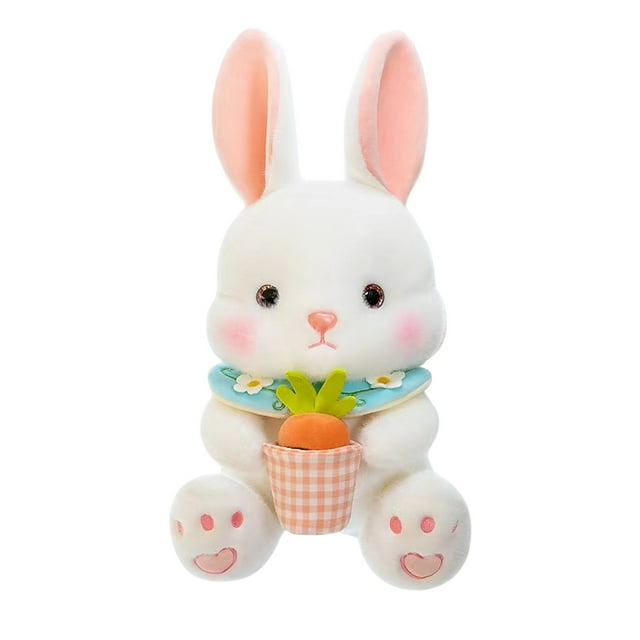 Conejito de peluche suave y cálido, 23 cm, blanco, para dormir, de Pascua, regalo de cumpleaños para niños y niñas.