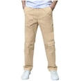 thumbnail image 2 of Floleo Boys' Spring and Summer Pants Solid Color Ankle Tied Casual Work Pants Comfortable and Breathable Versatile for Daily Use Weekend Vacation Outdoor Sports(Gold,5-6 Years), 2 of 7