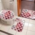 thumbnail image 4 of Red Morocco Bath Mat 3 Piece Bathroom Rug Set, Rustic Country Smear Street Mottled Art Non Slip Bath Rug Contour Mat and Toilet Lid Cover, Absorbent Shower Mats Soft Bath Rugs and Mats Sets, 4 of 8