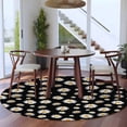 thumbnail image 4 of Spring Floral Daisy 6ft Round Rugs, Black Elegant Pastoral Flowers Watercolor Washable Non-Slip Area Rugs for Living Room Bedroom Kitchen, Low Pile Dining Room Kicthen Circle Carpet, Indoor Floor Rug, 4 of 9