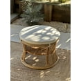 thumbnail image 6 of Natural Rattan and Beige Fabric Pouf Exotic Boho Living Room, 6 of 8