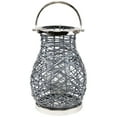thumbnail image 3 of Northlight Woven Iron Pillar Candle Lantern with Glass Hurricane - 13.5" - Gray, 3 of 8