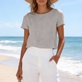 thumbnail image 2 of Kezqiaxn Clothes for Women Summer Tops Plus Size Fashion Crew Neck Short Sleeve Shirts Business Dressy Casual Work Blouses, 2 of 6