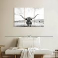 thumbnail image 2 of Elephant Stock Longhorn Texas Bw Wall Art - Horizontal Multi Panel Canvas - Living Room Wall Decor - Animal Multi Panel - Black And Gray Decor By Sisi And Seb - 38" x 24", 2 of 8