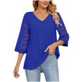 thumbnail image 1 of Birdeem Womens V- Neck Solid Color Three Quarter Sleeve Lace Flare Sleeve Panel Short Sleeve Tops, 1 of 8