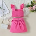 thumbnail image 4 of Odeerbi Kids Girls Skirt Outfits Summer Clothes Cotton Suspenders Ruffle Sleeve Tank Tops Buttons Skirt with Belt Fashion Two-piece Set 3-8 Years Pink, 4 of 6