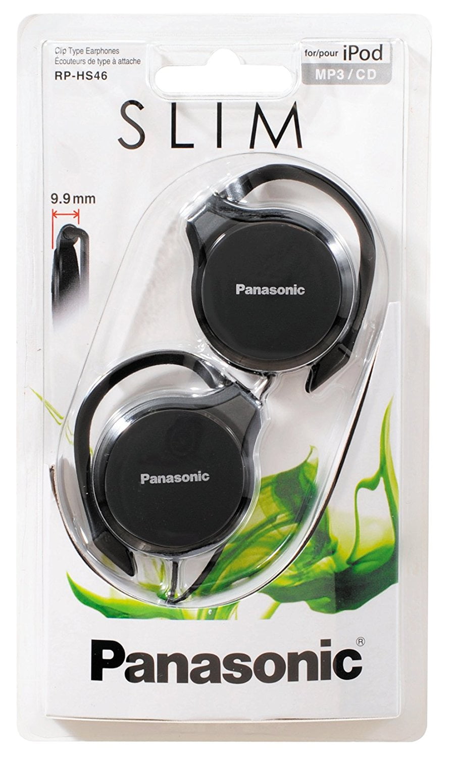 Panasonic With Ultra Headphone Lightweight Slim Black Stereo RPHS46 Ear Wired Housing On Clip