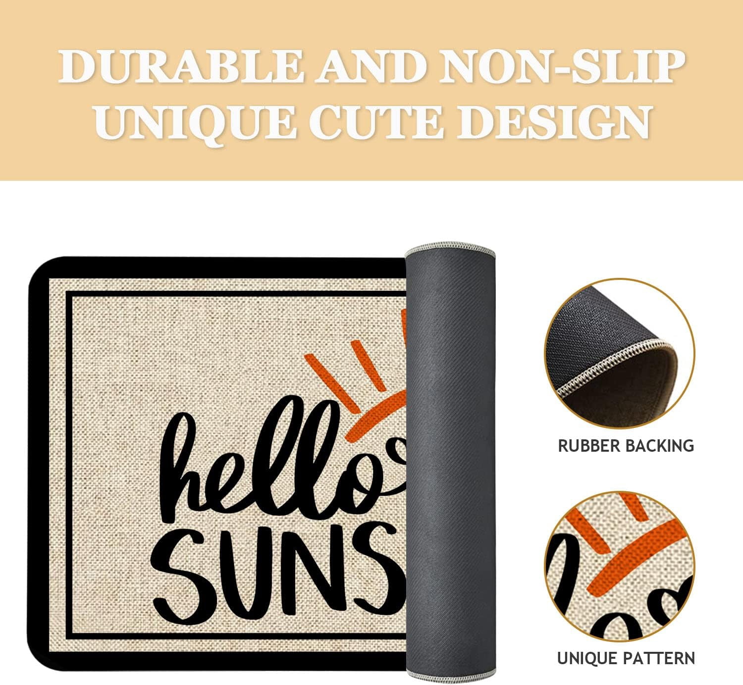 Summer Door Mat 30 X 17 Inch Hello Sunshine Doormat Indoor Outdoor Entrance Floor Mat Non Slip Summer Decor Rubber Welcome Mats