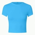 thumbnail image 4 of Towmus Women's Casual Basic Crop Tops Slim Fit Short Sleeve Crew Neck Tight Tees Shirts for Women, 4 of 5