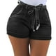 thumbnail image 4 of Pantalones cortos de mezclilla para mujer Pantalones cortos ajustados Pantalones calientes de cintura alta Elástico lavado, Negro, M kenally AP1049-08B, 4 of 7
