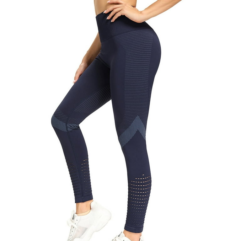 Hfyihgf High Waisted Leggings for Women Workout Mesh Leggings Butt Lifting Yoga  Pants Gym Sports Tummy Control Tights(Dark Blue,XL) 