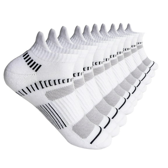 G&Y Women's Athletic Ankle Socks (10 Pairs), White, 9-11