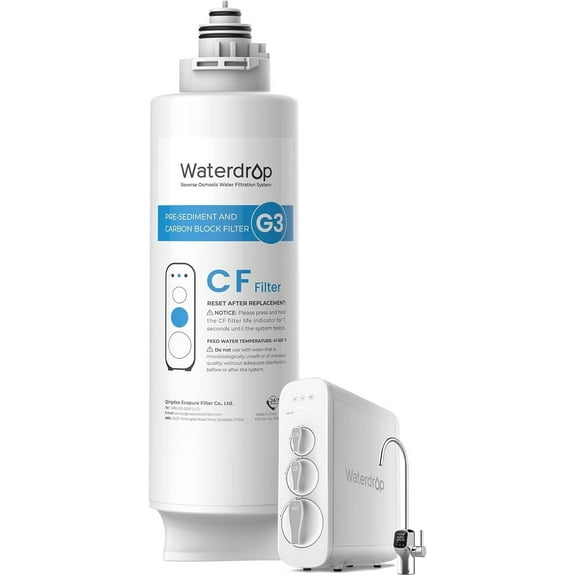 Waterdrop WD-G3-CF Filter, Replacement for WD-G3-W, WD-G3P600 and WD-G3P800-W Reverse Osmosis System, 6-Month Lifetime