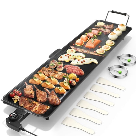 35 Inch Electric Griddle Teppanyaki Grill with Adjustable Temperature, Large Flat Top Cooking Surface