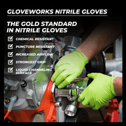 GLOVEWORKS Heavy Duty Green Gloves for Mechanics, Auto, Nitrile, L, 100 Count