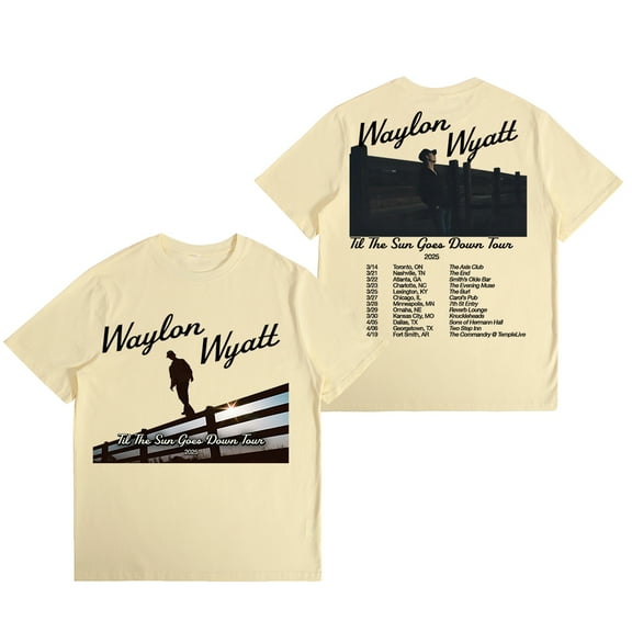 Waylon Wyatt Til The Sun Goes Down Tour 2025 Cotton Tshirt Casual Short Sleeve Tees