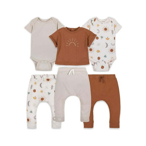 Little Star 100% Organic Cotton 6 Piece Baby Boy Outfit Set