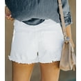 thumbnail image 4 of ONLYSHE High-Waisted Stretch Frayed Hem Denim Shorts, 4 of 6