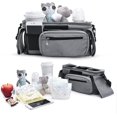 thumbnail image 2 of Organizador para cochecito y cochecito, bolsa de almacenamiento universal para cochecito con 2 portabotellas aislados, portavasos gris, 2 of 5