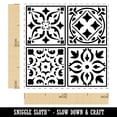 thumbnail image 2 of Mediterranean Mosaic Floral Tiles Pattern Self-Inking Rubber Stamp Ink Stamper - Yellow Ink - Small 1 Inch, 2 of 7