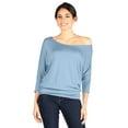 thumbnail image 4 of Dolman Tops for Women Sexy Off The Shoulder Tops Banded Waistband Shirts 3/4 Sleeves Regular and Plus Size Tops, 4 of 6