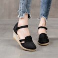 thumbnail image 2 of Samickarr Summer Sandals For Women Indoor And Outdoor Wide Womens Closed Toe Wedges Shoes Platform Slingback Mid Low Heel Canvas Dress Sandals, 2 of 6