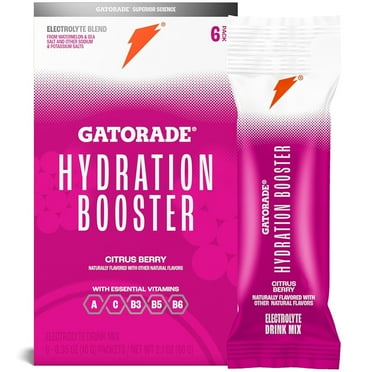 Gatorade Hydration Booster Electrolyte Drink Mix Powder, Citrus Berry, 2.1 oz, 6 Pack