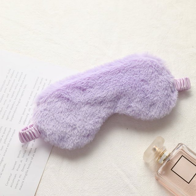 Máscara de ojos para dormir con sombreado de pelo de conejo, máscara de ojos de felpa transpirable y agradable para la piel, bolsa de hielo de otoño e invierno, linda máscara de ojos para el hogar