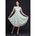 thumbnail image 2 of Bimba Green Branch & Humming Bird Women Printed Knee Length Sleeveless Shift Summer Dress-XXX-Large, 2 of 6