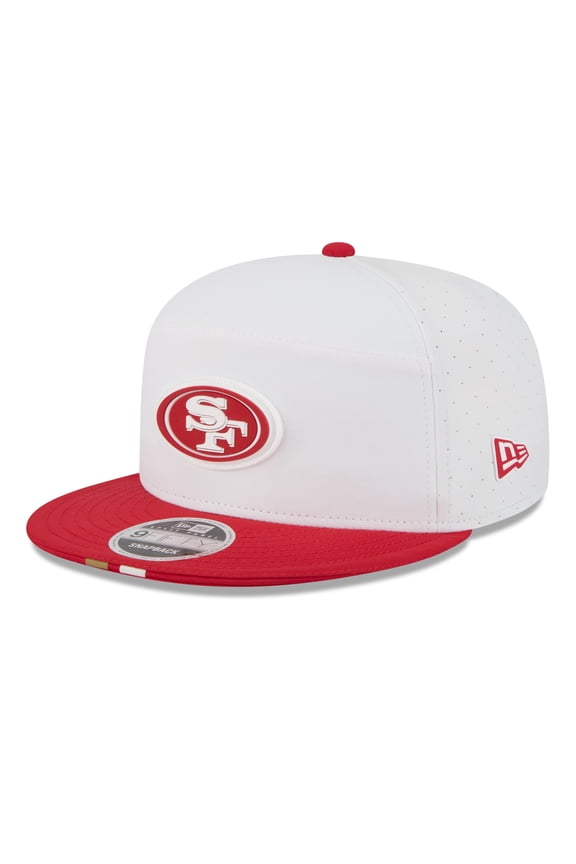 Men's New Era White/Scarlet San Francisco 49ers 2025 NFL Training Camp Split Panel 9FIFTY Snapback Hat