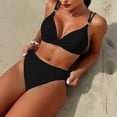 thumbnail image 5 of Swimming Suits for Women, Bathing Suit for Women 2 Piece, Women's 2 Piece Swimsuit Bikini Sets Double Shoulder Straps Solid Color Cute Triangle Bathing Suit Summer Beach Swimwear, Black L, 5 of 5