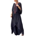 thumbnail image 2 of Joernso Women's Casual Two Piece Chiffon Set Plus Size Mother of Bride Dressy Suit Crew Neck Top Wide Leg Pant Flowy Wedding Guest Outfit, 2 of 6