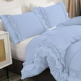 thumbnail image 2 of DNG Creations 5 Piece Double Ruffle Duvet Cover With Zipper Closure ( Solid Light Blue ) All-Season 100% Egyptian Cotton, 800 Thread Count ( Oversized King - Size ), 2 of 6