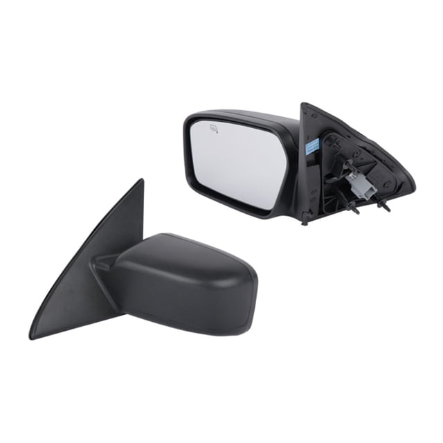 espejo fusion 2006 a 2012 ford lateral izquierdo eléctrico corrug c/desemp c/luz genérica — Conjunto espejo lateral izquierdo para Ford Fusion 2006–2012, vista frontal y posterior; carcasa corrugada negra, cristal con icono de desempañante, luz integrada, arnés y conectores eléctricos visibles y base de tres pernos; adecuado para versiones Hybrid, S, SE, SEL y Sport, suele usarse como repuesto para reemplazo rápido en taller.