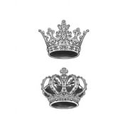 Simply Inked King & Queen Crown Tattoo, Couple Modern Henna Tattoo Design, Painless Tattoo - Colour: Black for All Occasion