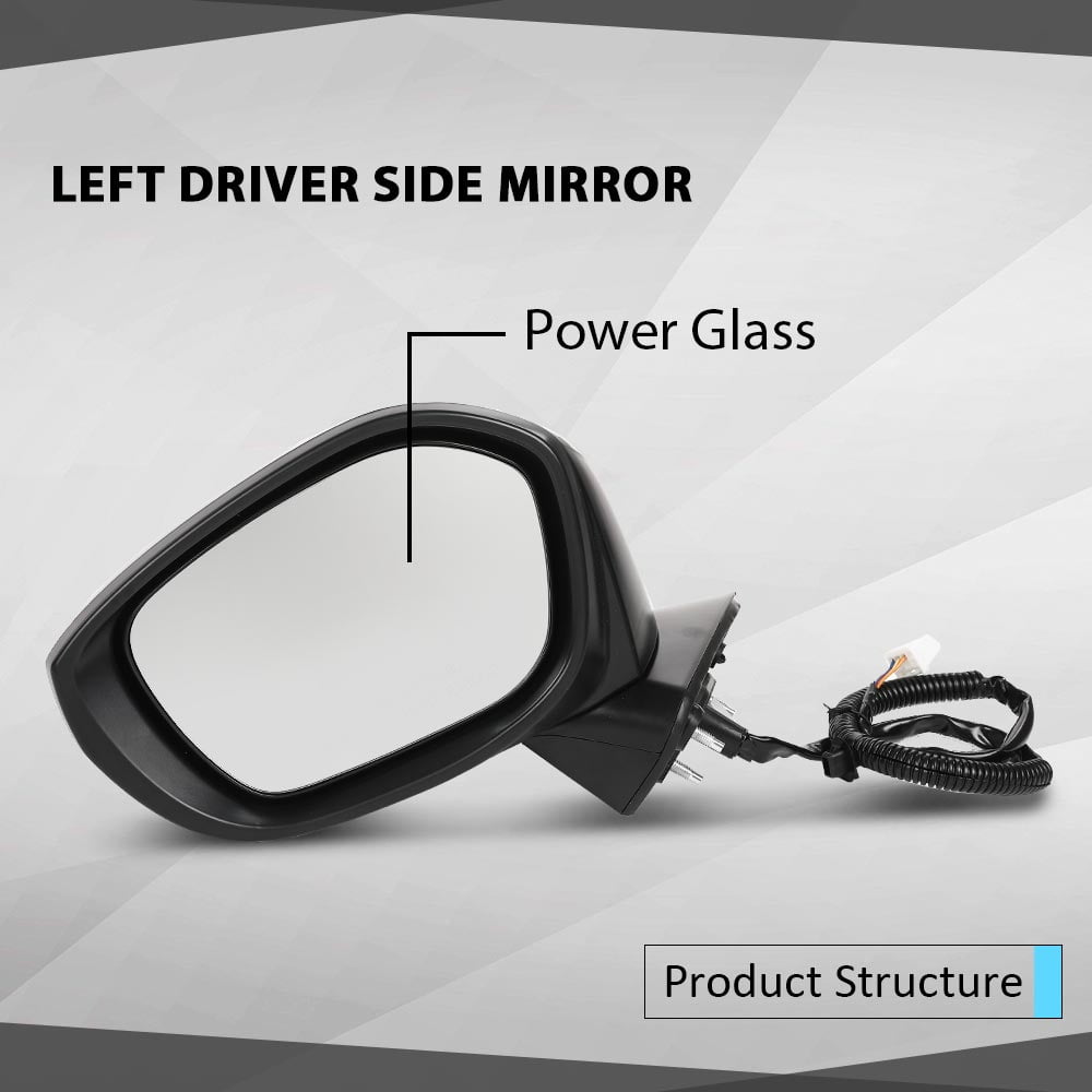 CROSSDESIGN Power Adjust Black Mirror Left Driver Side Fit for Honda Civic 2022-2023