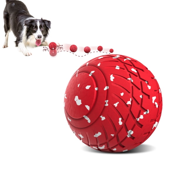 QDAN Interactive Dog Toys Ball, Smart Automatic Rolling, Bouncing and Rotating, E-TPU Material, Self-Moving Dog Toy Ball for Small & Medium & Large Dogs, Red