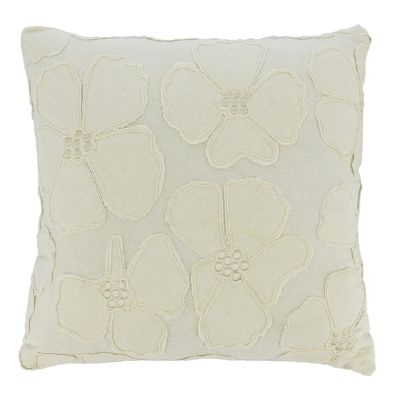 Ashland 17" Beige Flower Pillow , Summer Home Decor
