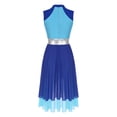 thumbnail image 6 of XUNZOO Women Praise Dance Dress Color Block Sleeveless Asymmetrical Hem Leotard Lyrical Contemporary Blue S, 6 of 7