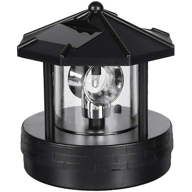 Faro solar mediano - Decoración para jardín, césped, patio, giratorio, exterior, impermeable, LED, color negro