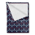 thumbnail image 2 of Navy Blue Soft Flannel Fleece Throw Blanket, Horizontal Borders with Nautical Elements Marine Rope Anchor and Helm, Cozy Plush for Indoor and Outdoor Use, 50" x 70", Red White Dark Blue, by Ambesonne, 2 of 5