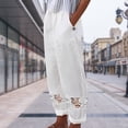 thumbnail image 1 of Pantalones cortos de mujer Pantalones largos de verano de encaje de color sólido con bolsillos Traje diario FLhrweasw Nuevo, 1 of 9