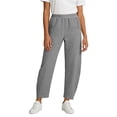 thumbnail image 5 of LNWUY Womens Barrel Pants High Elastic Waisted Summer Fashion Solid Color Capri Pants Loose Fit Casual Wide Leg Trousers Gray S, 5 of 7