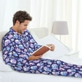 thumbnail image 6 of Lsque flower Skull starry sky Pattern Long Sleeve Pajama Set for Men - Soft 2-Piece Sleepwear and Loungewear Set with Pockets, Comfy Nightwear-Small, 6 of 7